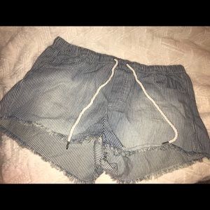 AE Blue with white stripes drawstring shorts